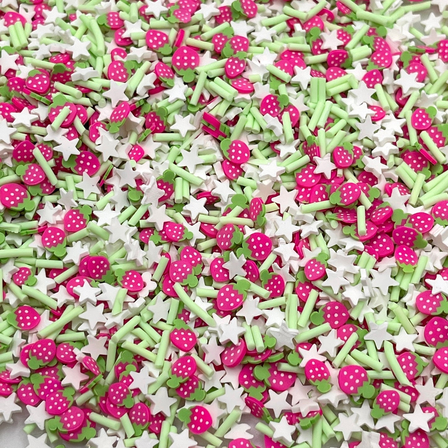 FAKE, Pink Strawberry Star Polymer Clay Sprinkle Mix (NOT EDIBLE) D10-28