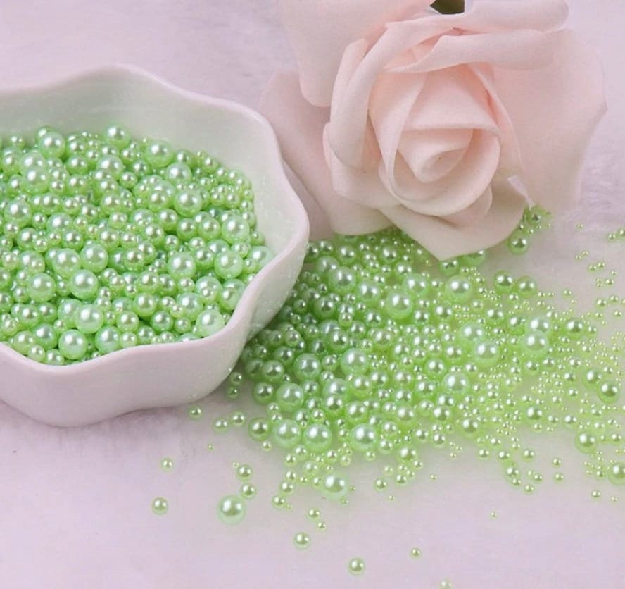 FAKE Light Green No Hole Pearls (2.5MM-5MM; NOT EDIBLE) D12-13