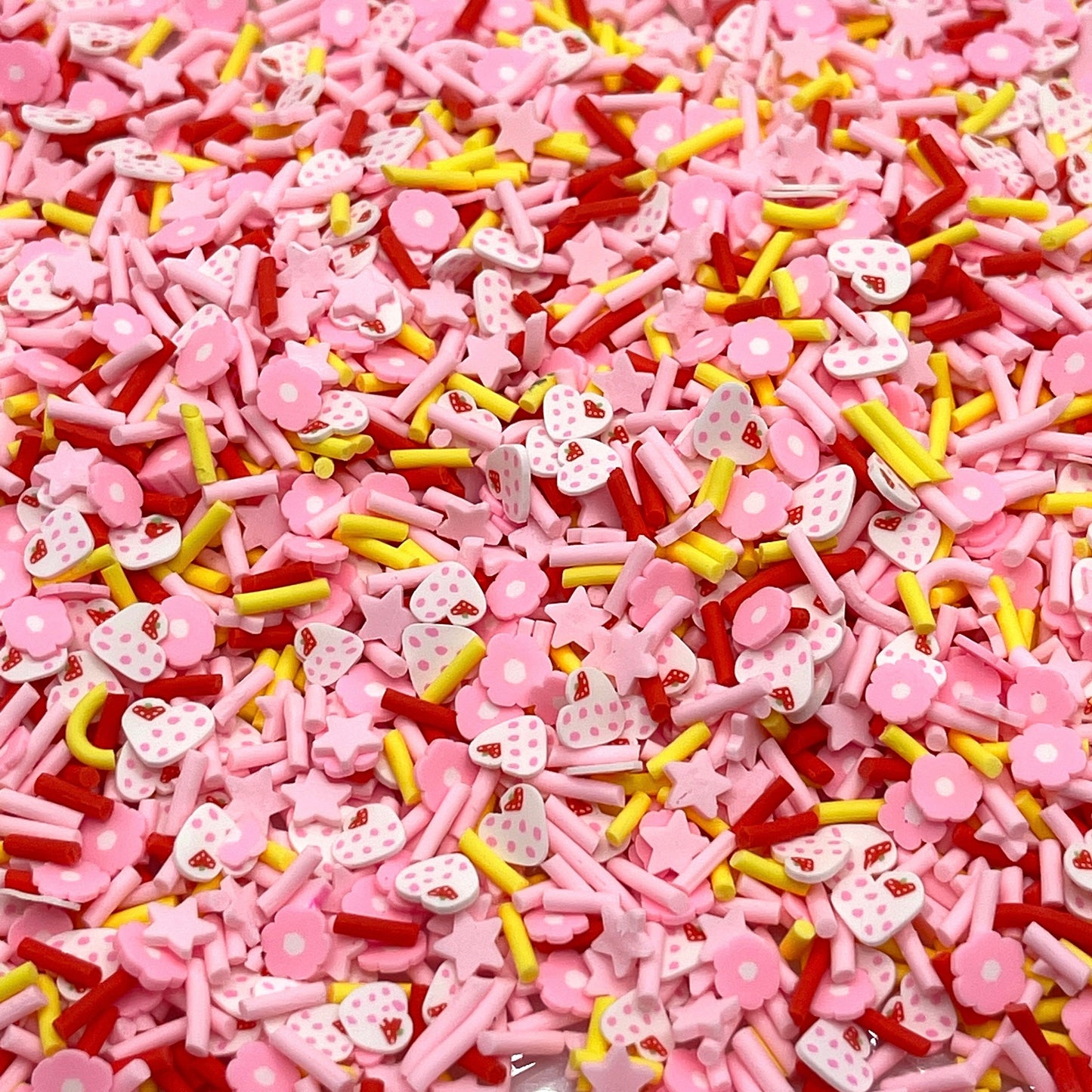 FAKE Pink Heart and Flower Polymer Clay Sprinkle Mix (NOT EDIBLE) D6-22