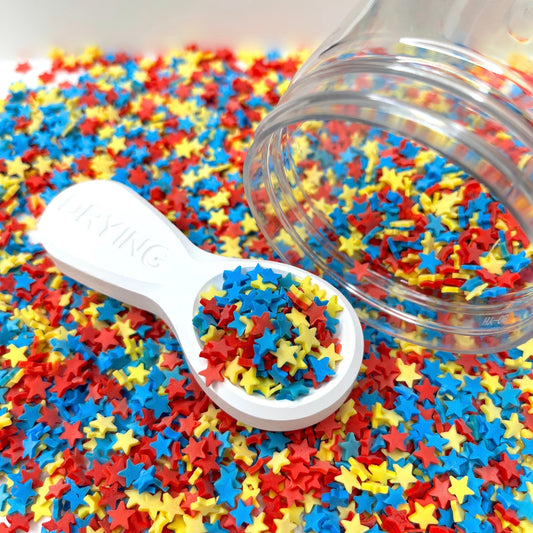 FAKE 5MM Red, Blue, Yellow Star Polymer Clay Sprinkle Mix (NOT EDIBLE) D28-28