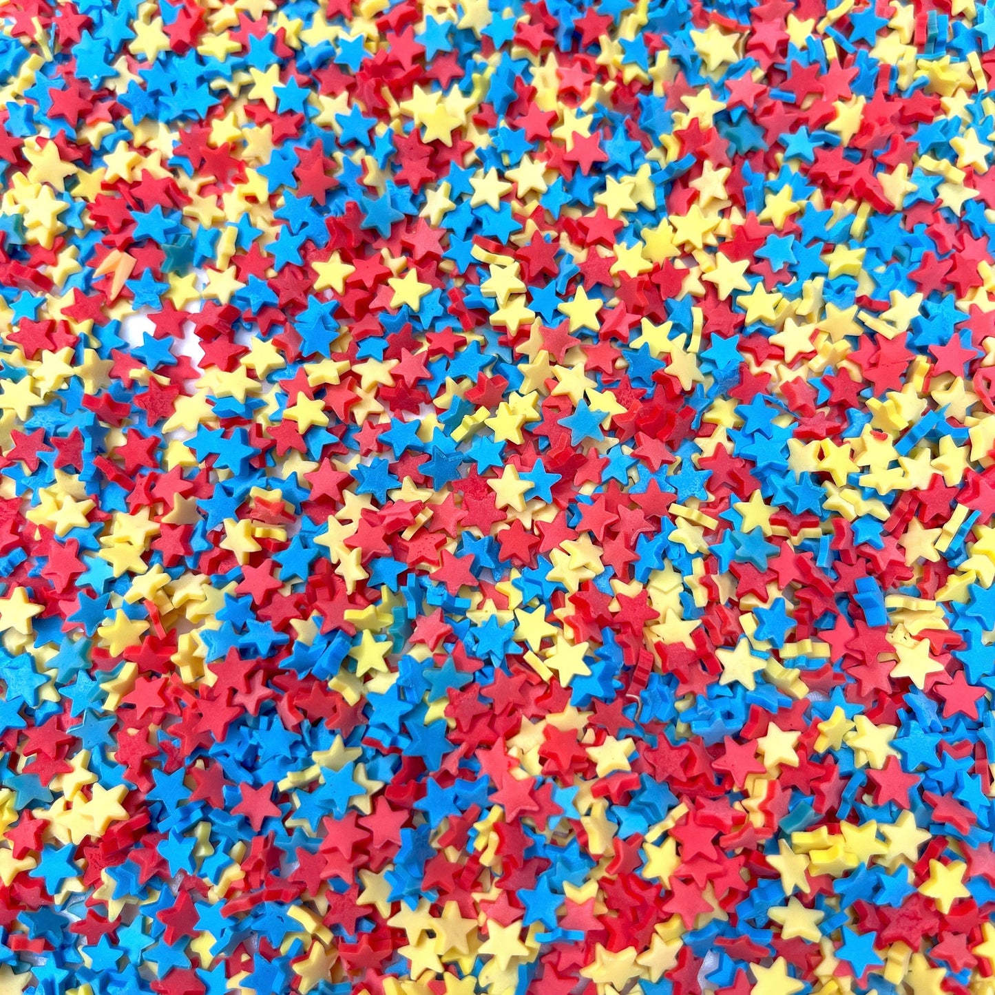 FAKE 5MM Red, Blue, Yellow Star Polymer Clay Sprinkle Mix (NOT EDIBLE) D28-28