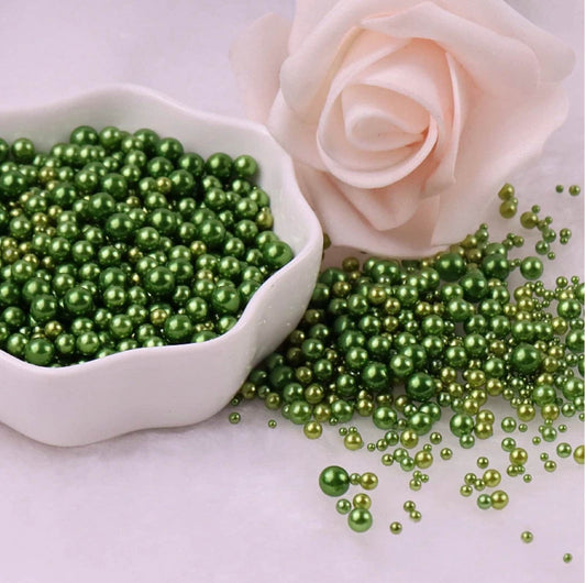 FAKE Mixed No Hole Dark Green Pearls (2.5MM-5MM; NOT EDIBLE) D12-27