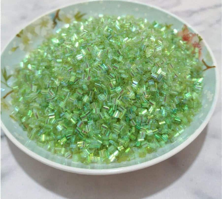 FAKE Light Green Iridescent Crispy Bingsu Beads