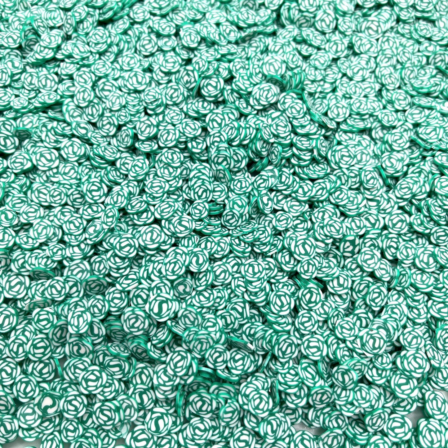 FAKE 5MM Green Rose Flower Polymer Clay Sprinkles (NOT EDIBLE) D28-18