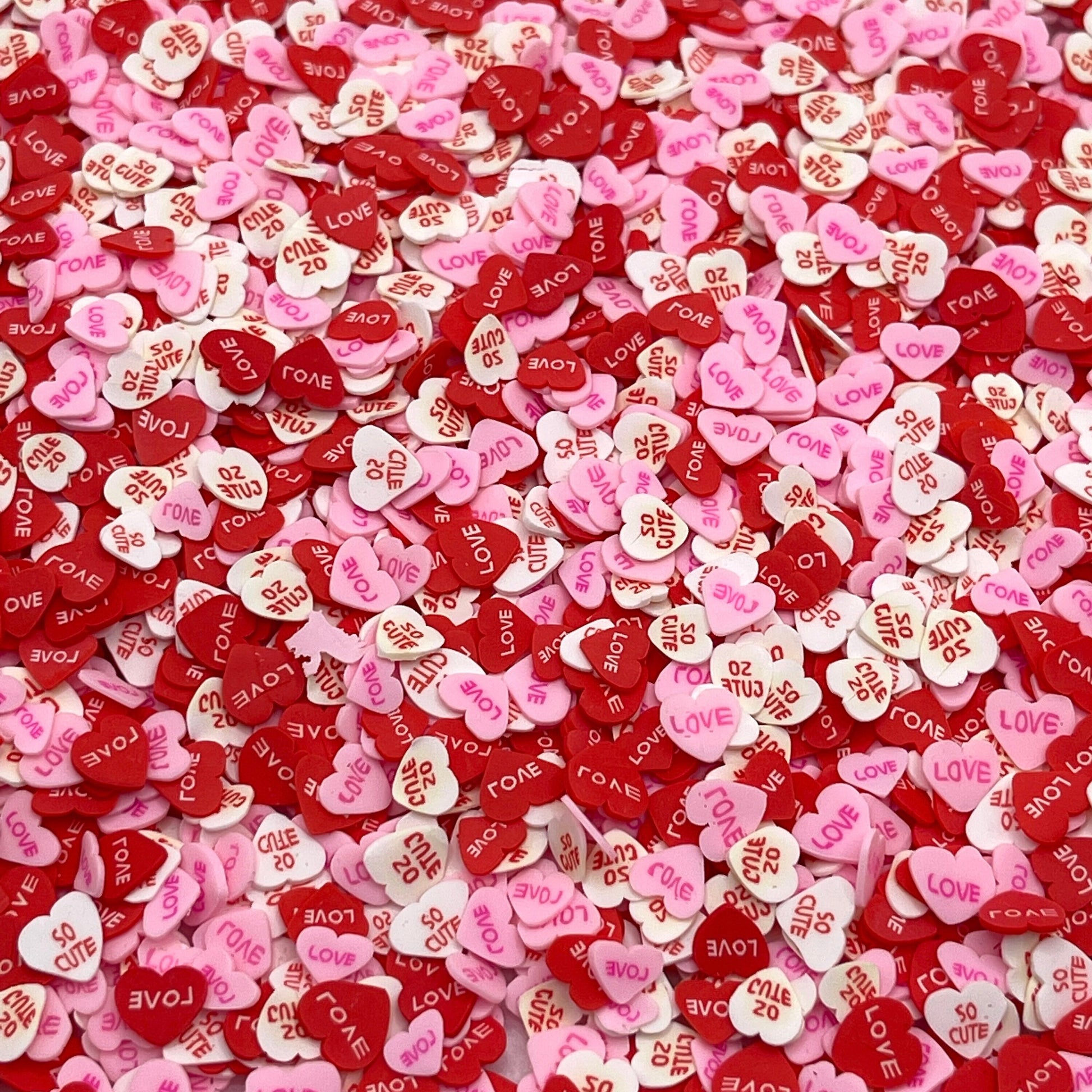 FAKE 5MM Valentine Pink/Red Candy Heart Polymer Clay Sprinkle Mix (NOT EDIBLE) D11-02