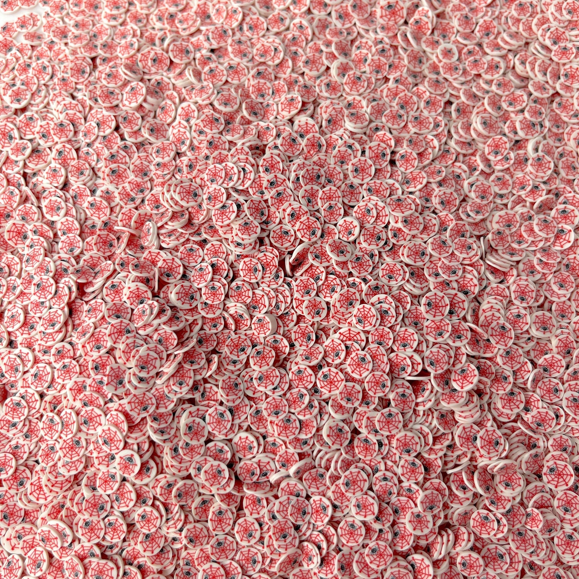 FAKE 5MM/10MM Red Spiderweb, Halloween Themed, Polymer Clay Sprinkle (NOT EDIBLE) (5MM) D39-26 | (10MM) D39-27