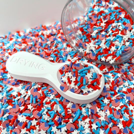 FAKE Red White Blue Star Flag, 4th of July Polymer Clay Sprinkle (NOT EDIBLE) D16-07