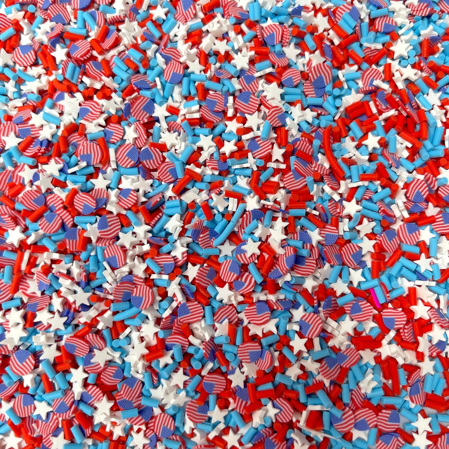 FAKE Red White Blue Star Flag, 4th of July Polymer Clay Sprinkle (NOT EDIBLE) D16-07