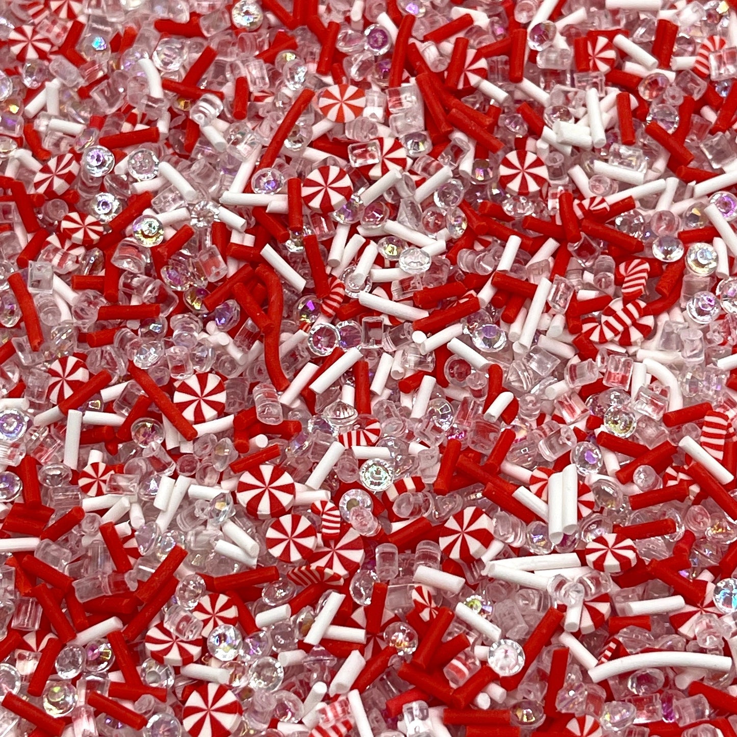 FAKE Christmas Peppermint Candy Mix with Pearls Polymer Clay Sprinkle Mix (NOT EDIBLE) D7-01