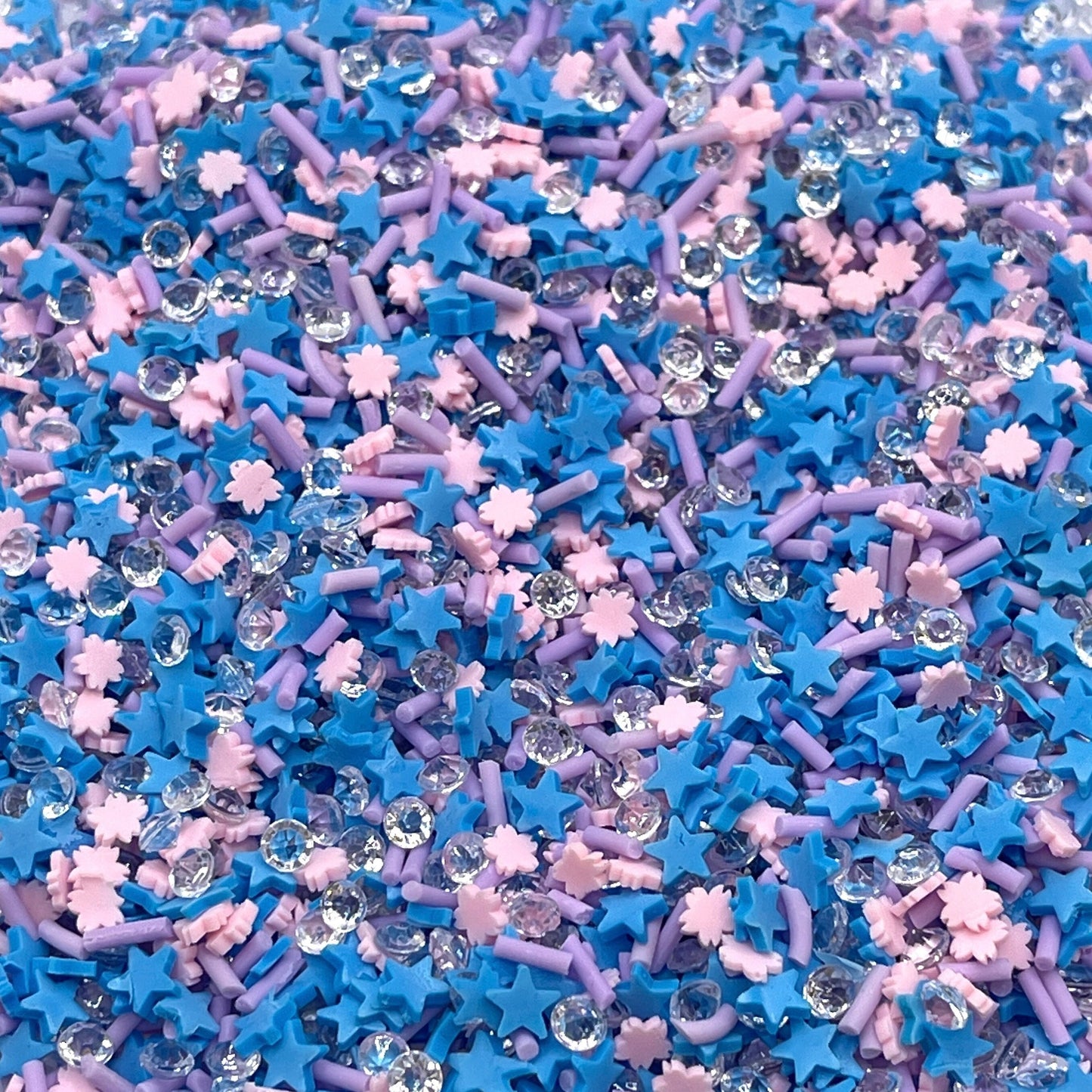 FAKE Pink Sakura and Blue Star Rhinestone Polymer Clay Sprinkle Mix (NOT EDIBLE) D6-24