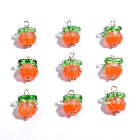 Small Persimmon Charm Made of Beads Style Pendant (14MM X 12MM)