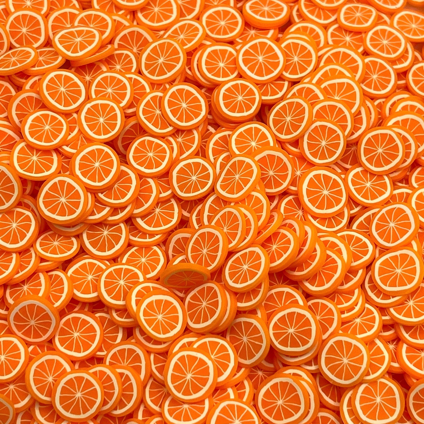 FAKE 10MM Orange Fruit Circle Slices Polymer Clay Sprinkle (NOT EDIBLE) D22-29