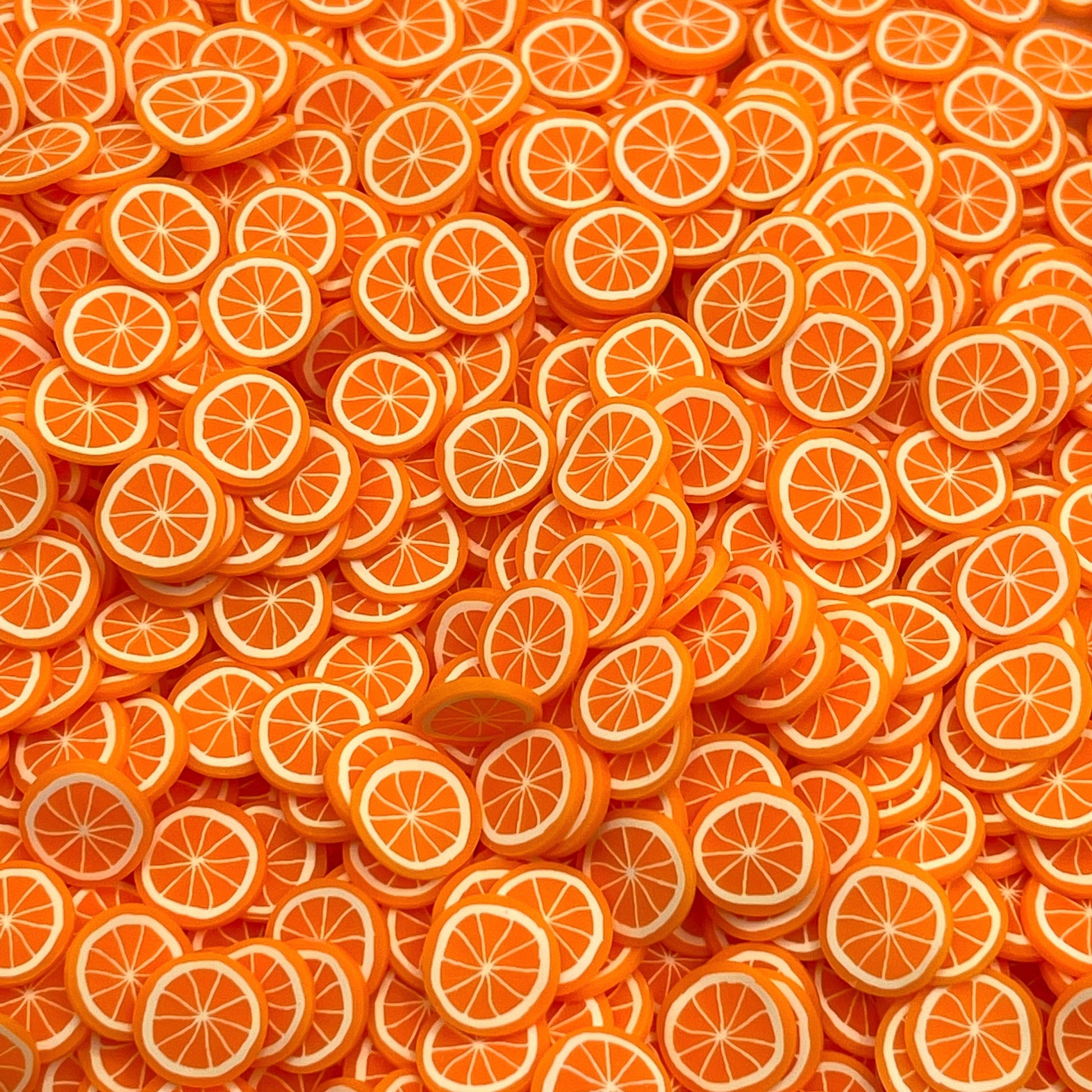 FAKE 10MM Orange Fruit Circle Slices Polymer Clay Sprinkle (NOT EDIBLE) D22-29