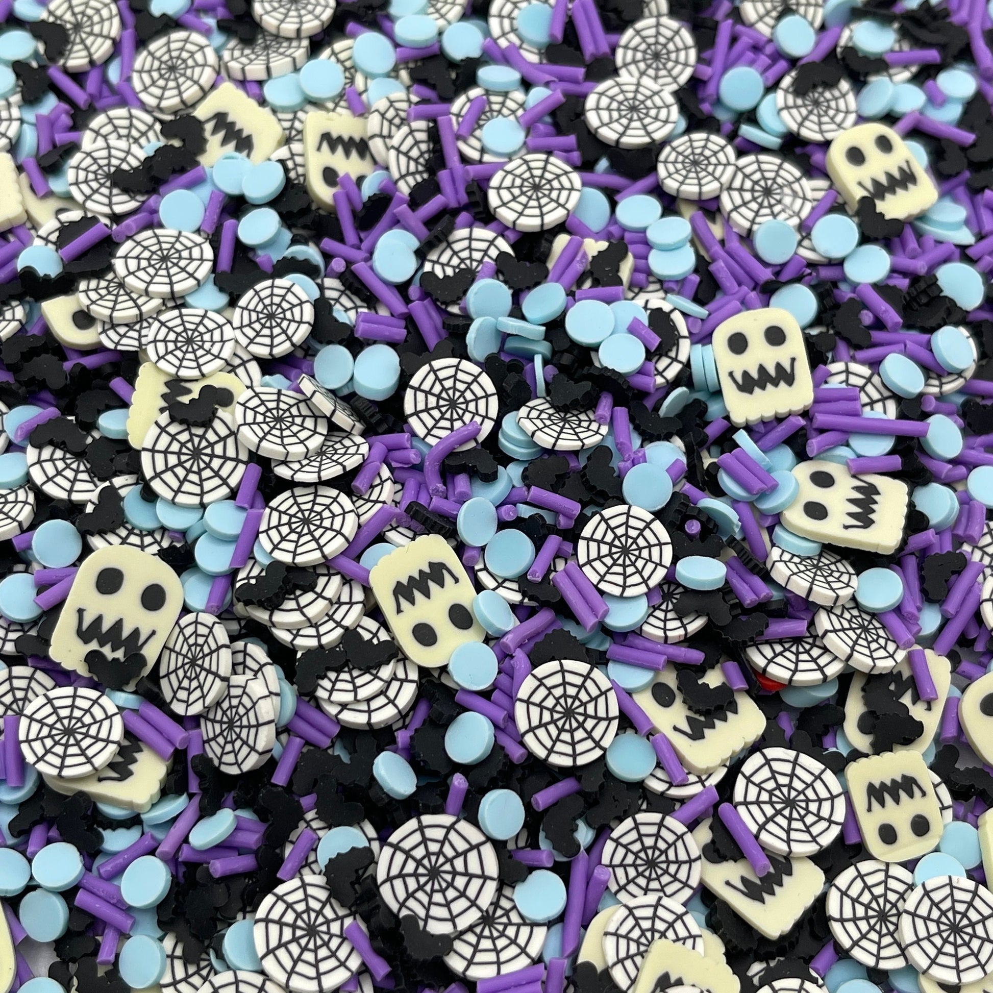 FAKE Spooky Ghost and Spiderweb Polymer Clay Sprinkle Mix (NOT EDIBLE) D5-08