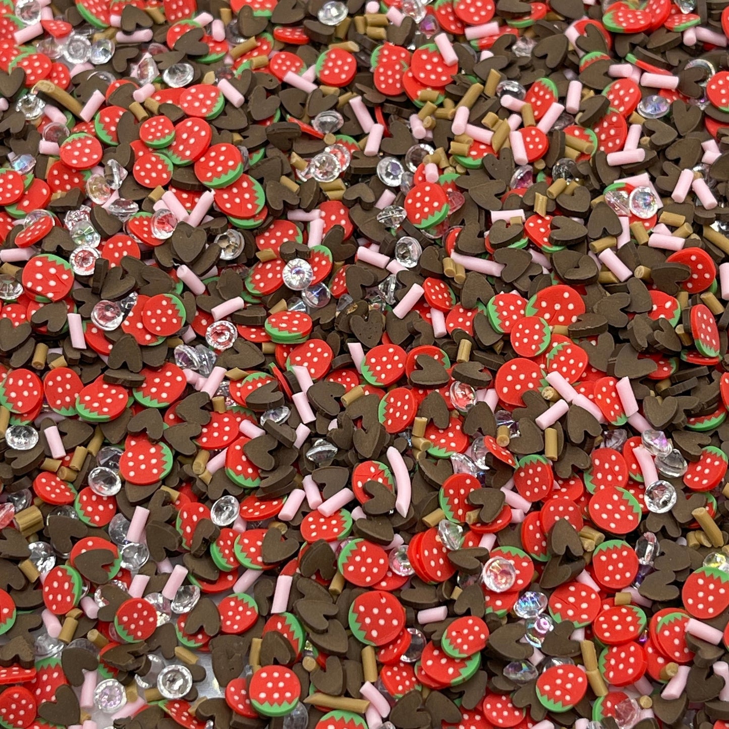 FAKE Chocolate Strawberry Polymer Clay Sprinkle Mix (NOT EDIBLE) D10-10