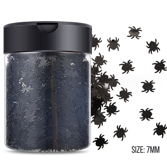 7MM Black Spider Insect Themed Glitter Confetti Pieces (5G/10G)