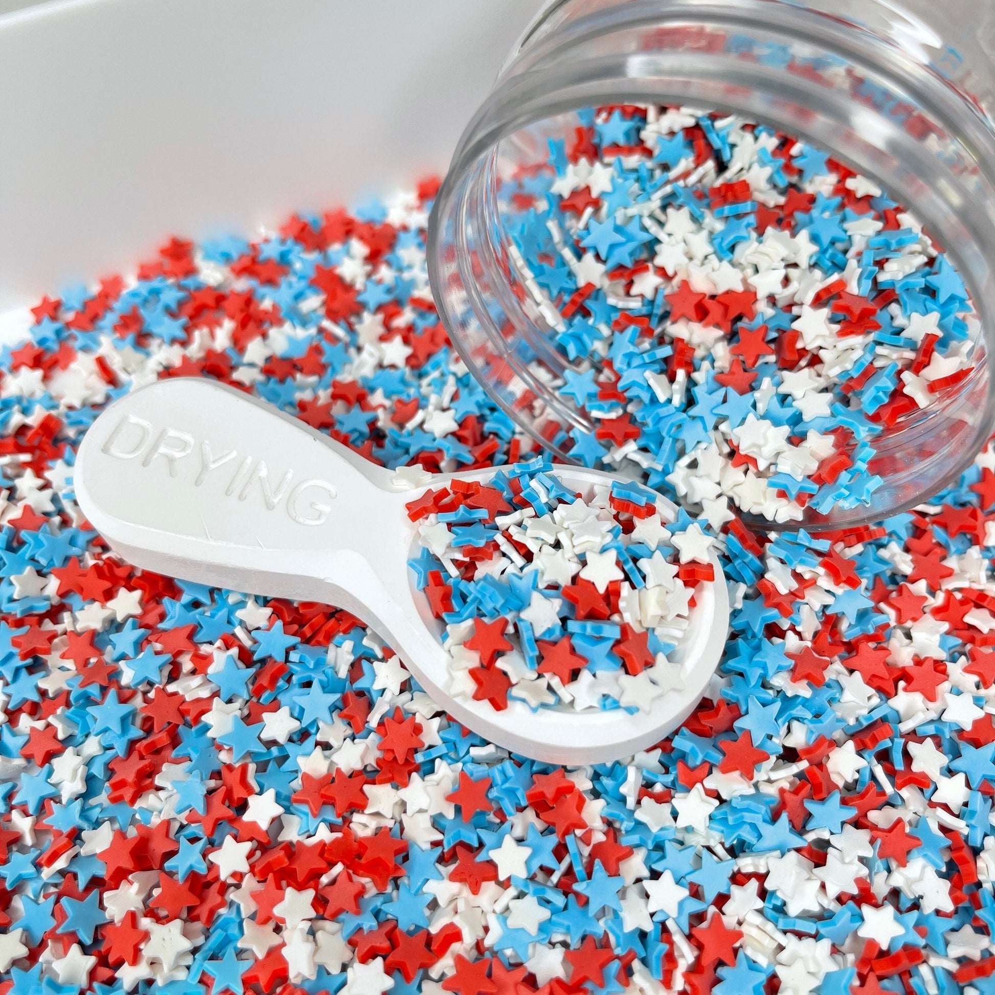 FAKE Star Spangled Banner, Fourth of July Star Themed Polymer Clay Sprinkle Mix (NOT EDIBLE) D28-16