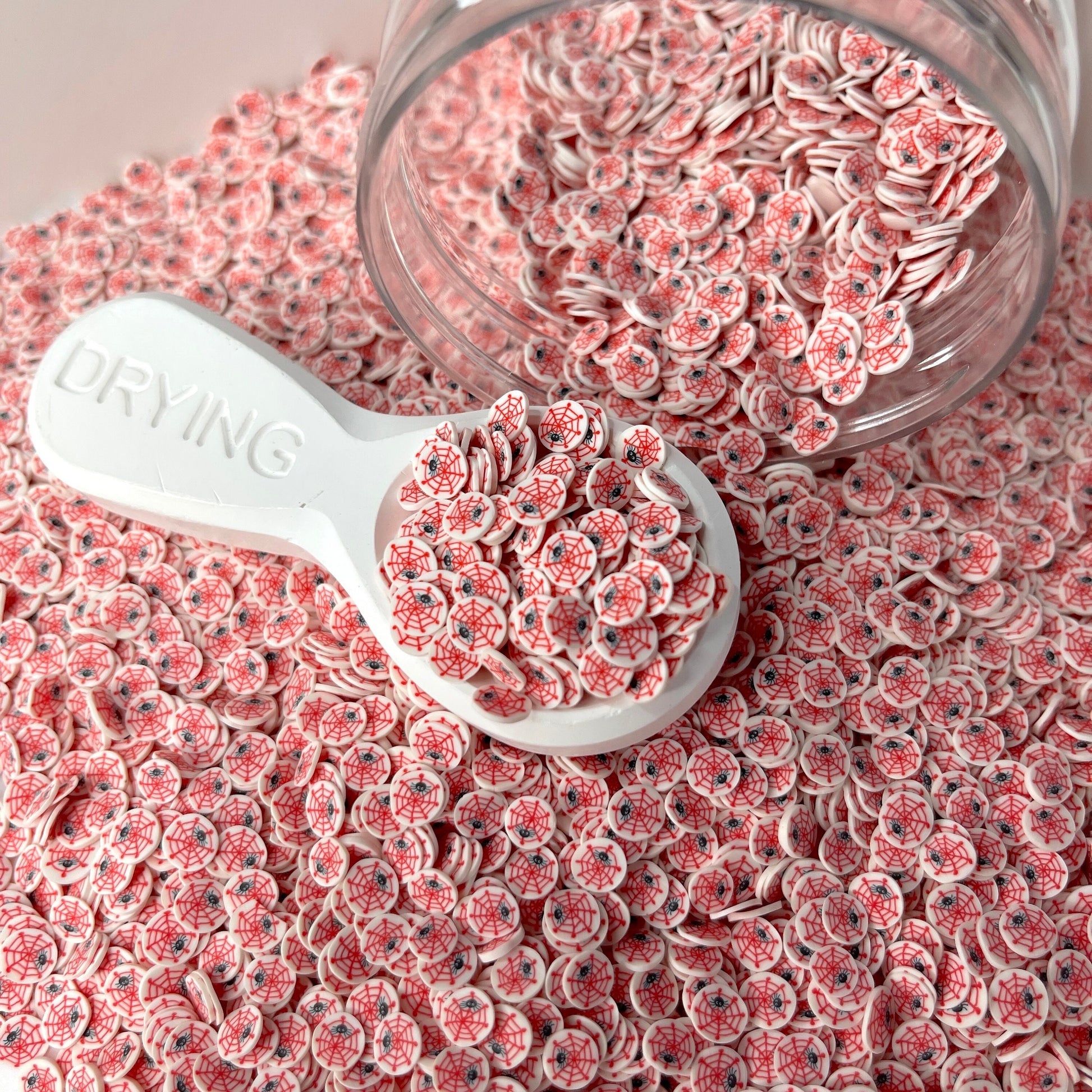 FAKE 5MM/10MM Red Spiderweb, Halloween Themed, Polymer Clay Sprinkle (NOT EDIBLE) (5MM) D39-26 | (10MM) D39-27