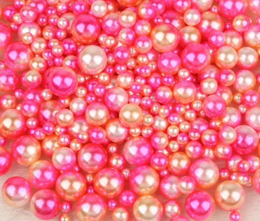 FAKE Mixed No Hole Pink Gradient Ombre Pearls (4mm-10mm; NOT EDIBLE) D12-35