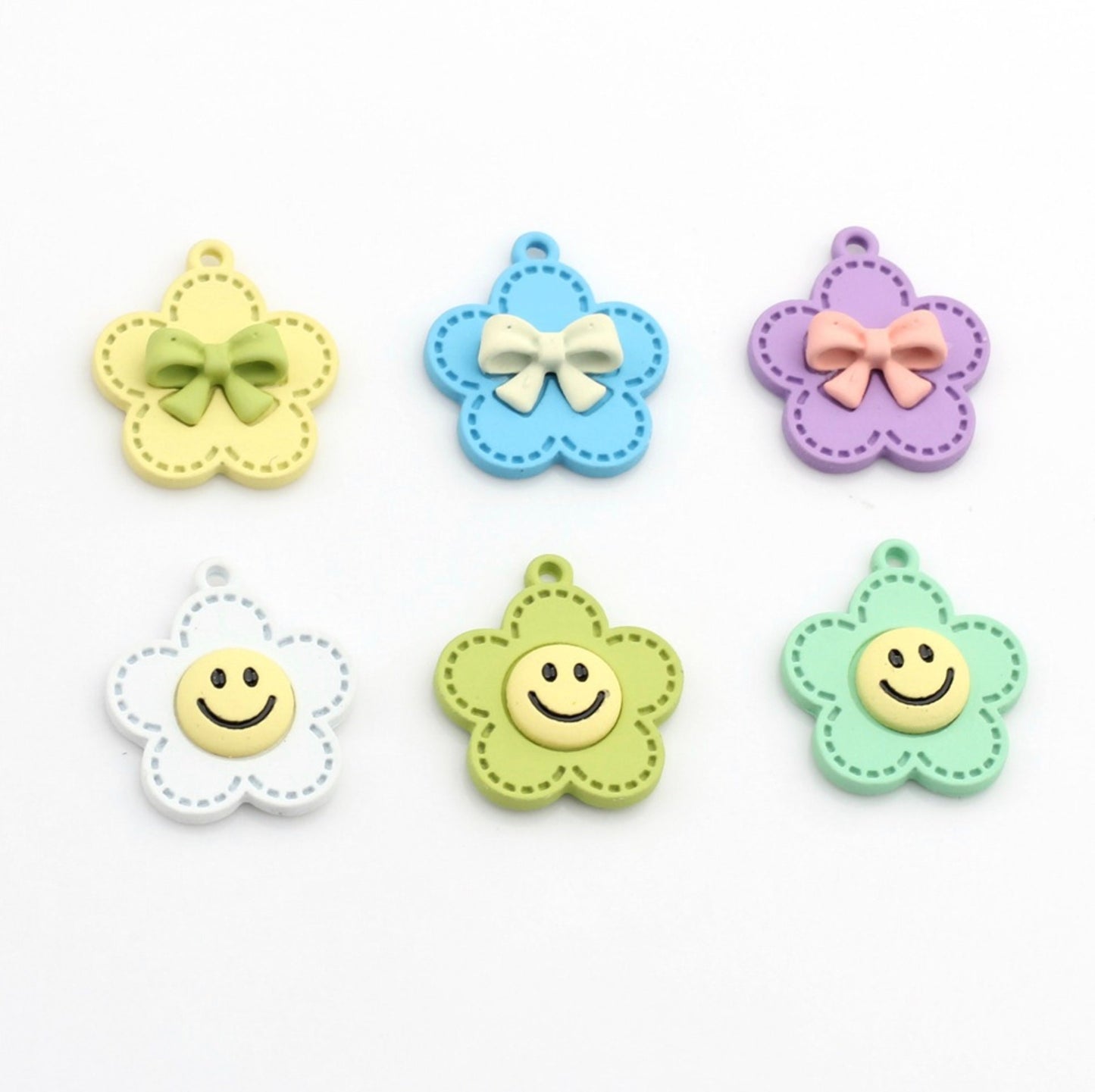 19MM x 17MM Zinc Alloy Happy Flower and Bow Themed Floral Charms