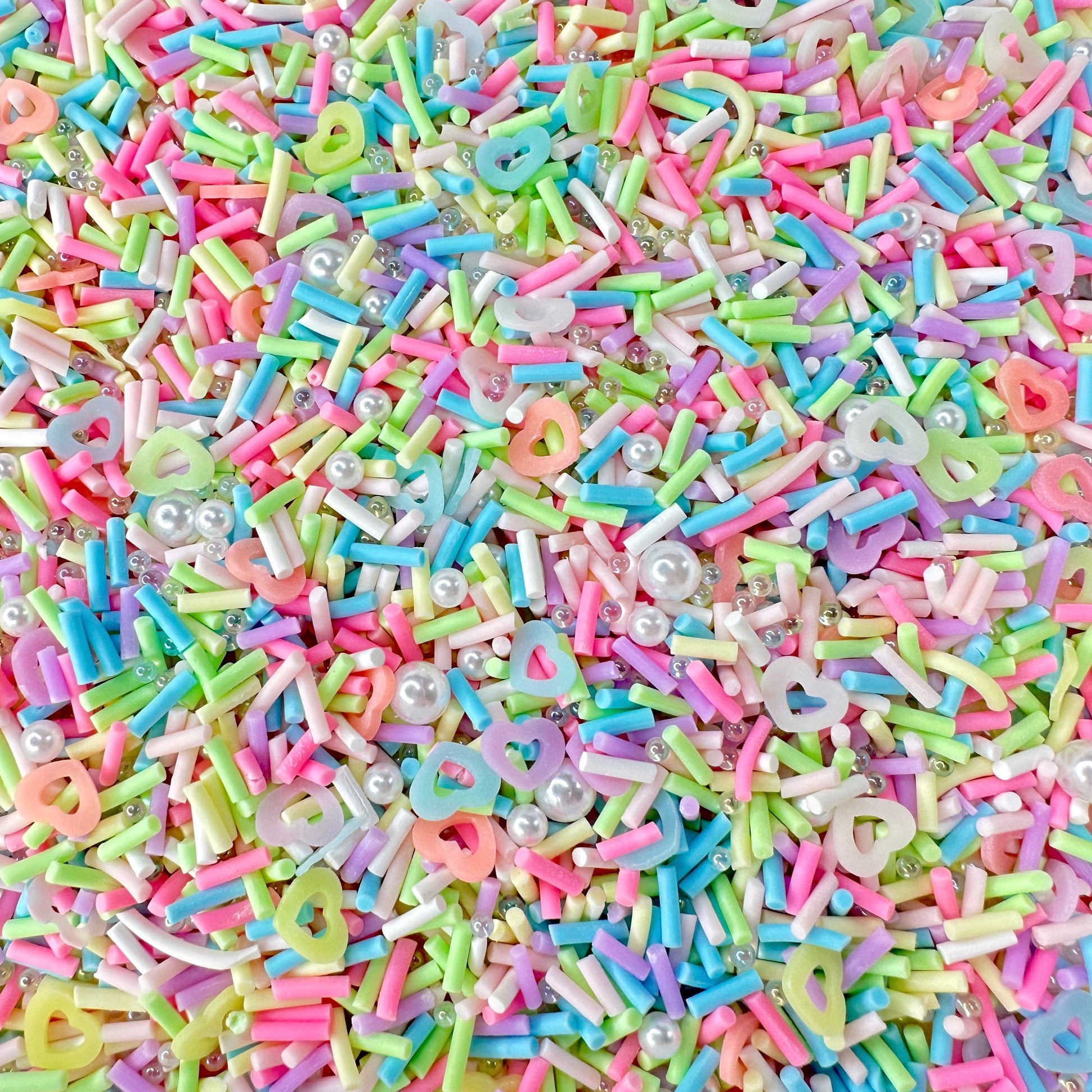 FAKE Pastel Heart Cutout Themed Polymer Clay Sprinkle Mix (NOT EDIBLE) D26-26