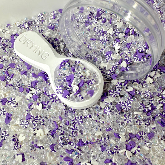 FAKE 5MM Purple Peppermint Party with Rhinestones Themed Polymer Clay Sprinkle (NOT EDIBLE) D1-19