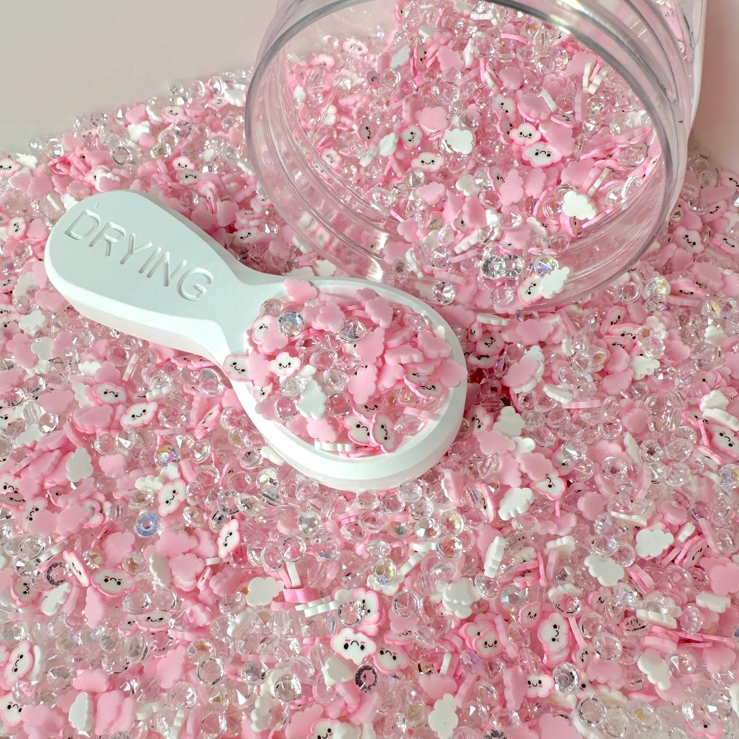 FAKE 5MM Happy Pink Cloud with Rhinestones Themed Polymer Clay Sprinkle Mix (NOT EDIBLE) D1-20