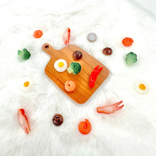 Miniature 1:12 Dollhouse Crab Leg, Fried Egg, Shrimp, Mushroom, Broccoli, Vegetable and Food Themed Cabochons (No Eyepins)