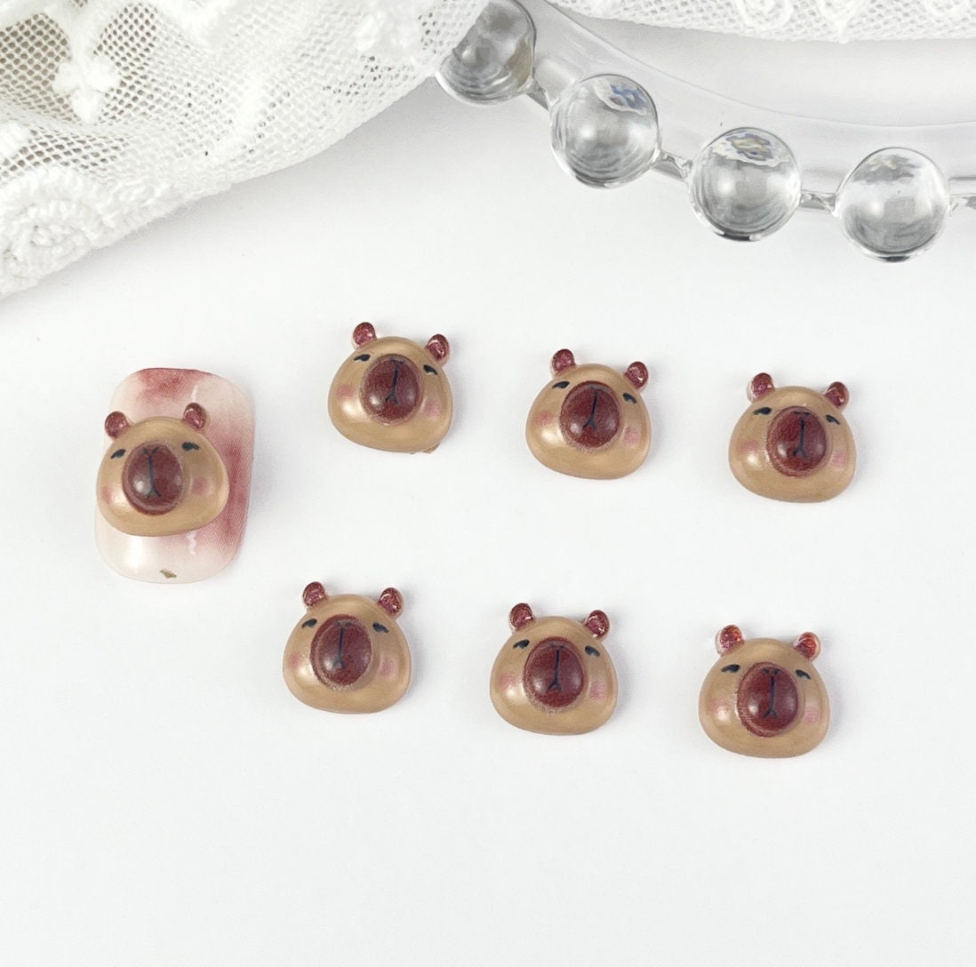 Cute Capybara, Animal Themed 3D Nail Art Charms, Decoden, DIY Supplies, Mini Cabochon