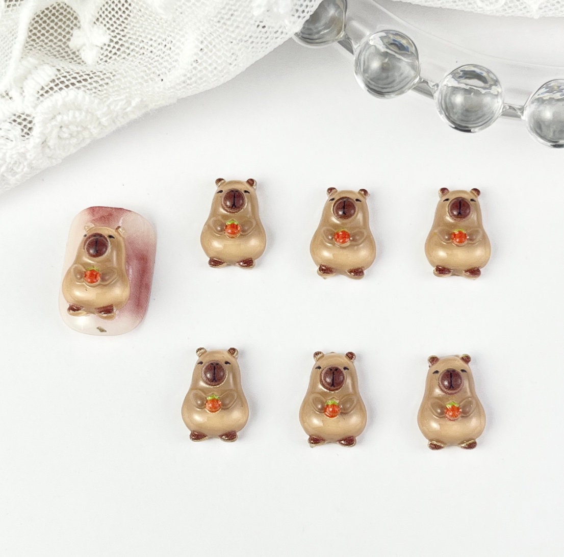 Cute Capybara, Animal Themed 3D Nail Art Charms, Decoden, DIY Supplies, Mini Cabochon