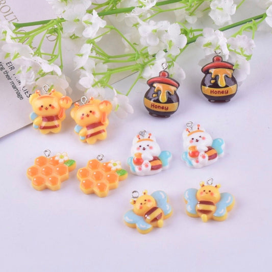 Honey Bear, Honey Pot, Honey Bunny, Honey Bee Themed Resin Charms