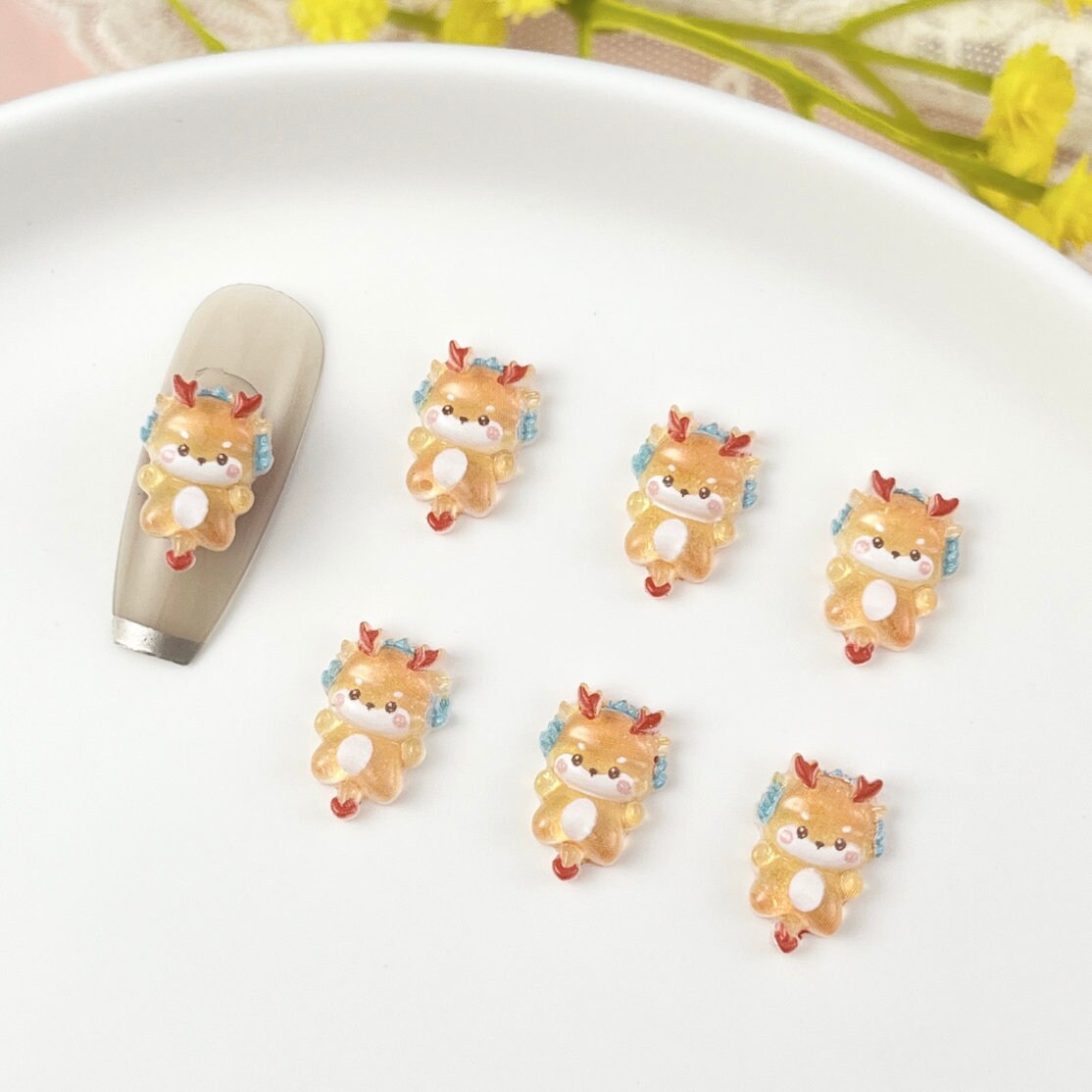 10MM x 10MM Colorful Dragons 3D Nail Art Charms, Decoden, DIY Supplies, Mini Cabochon