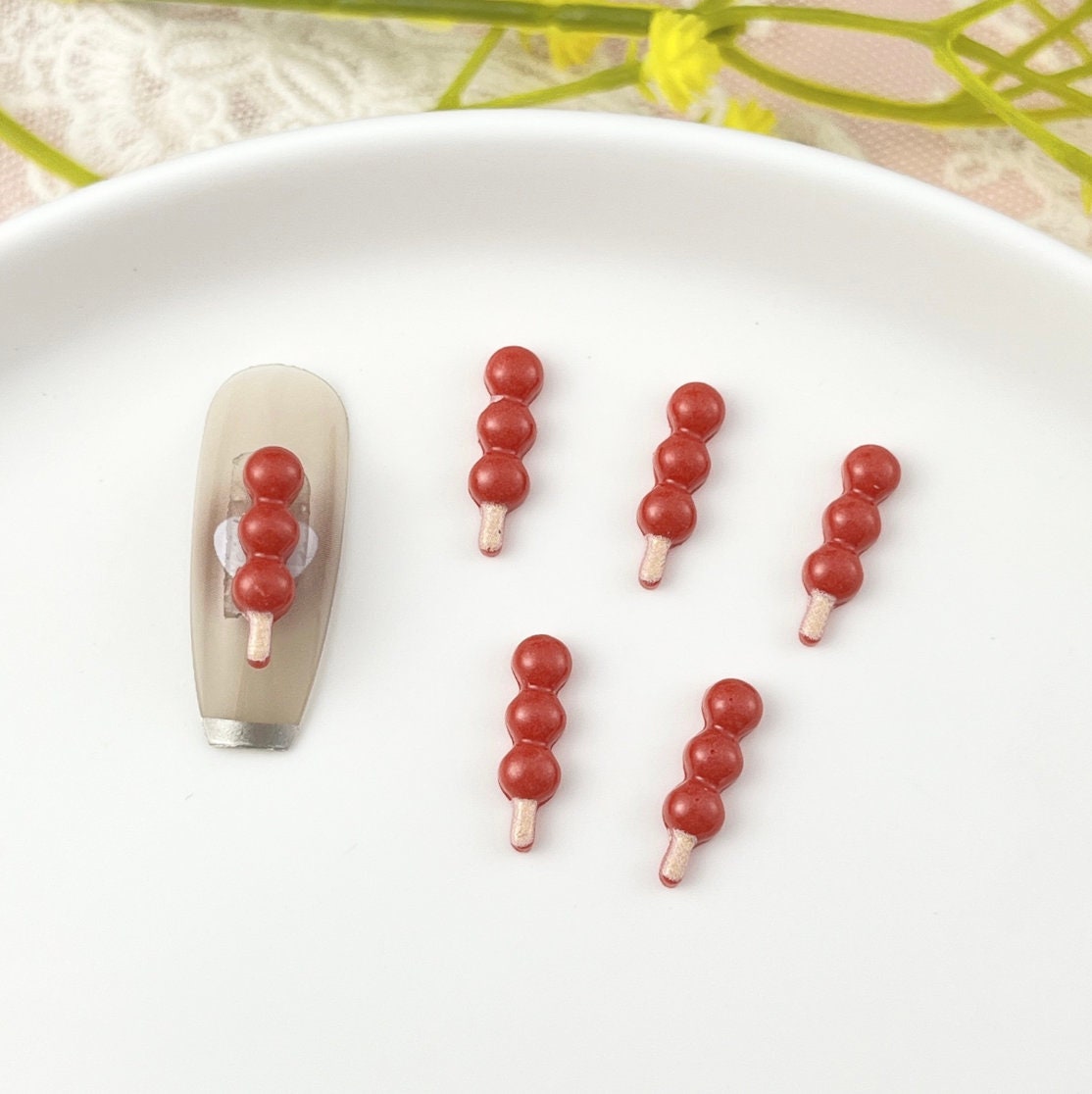 15MM x 4MM Red, Wine Red, Mixed Dango Themed 3D Nail Art Charms, Decoden, DIY Supplies, Mini Cabochon