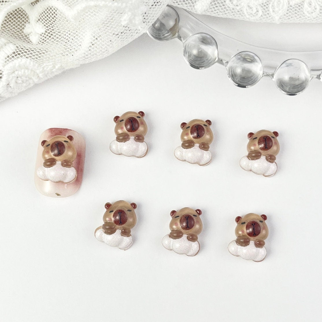 Cute Capybara, Animal Themed 3D Nail Art Charms, Decoden, DIY Supplies, Mini Cabochon