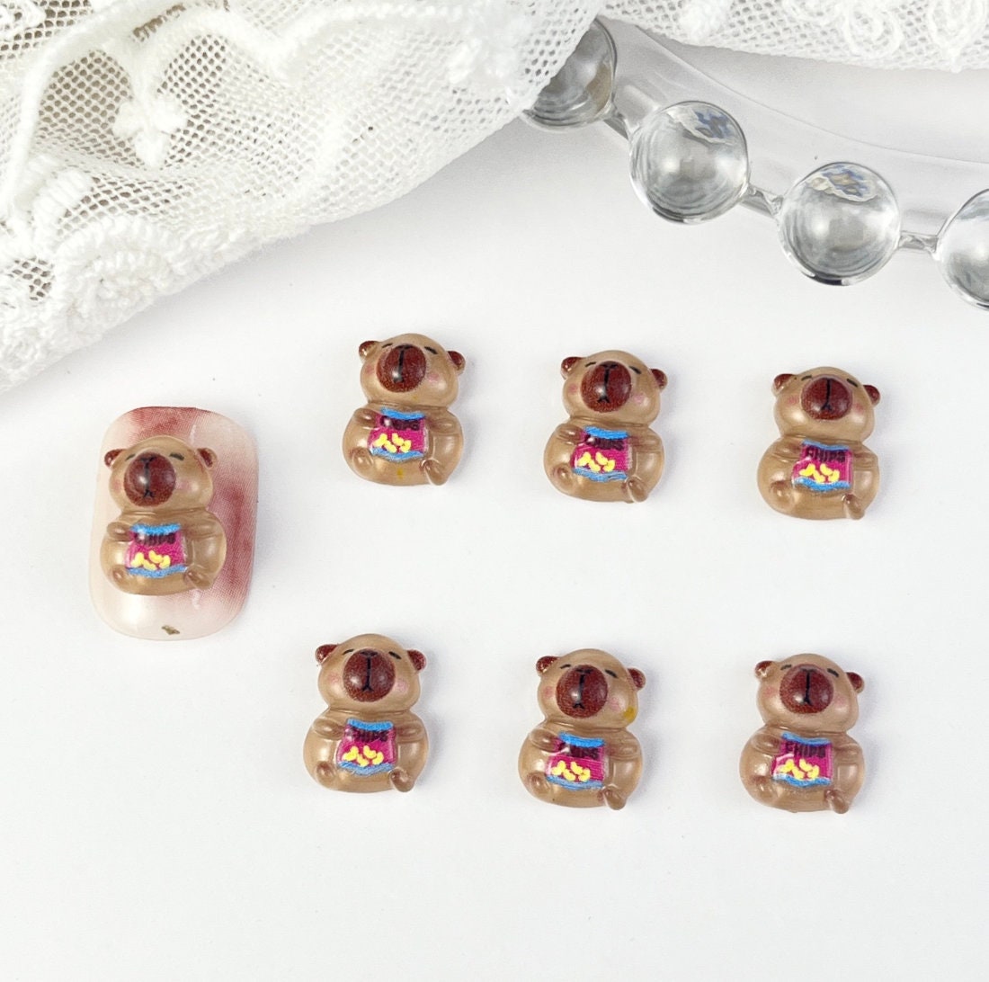 Cute Capybara, Animal Themed 3D Nail Art Charms, Decoden, DIY Supplies, Mini Cabochon