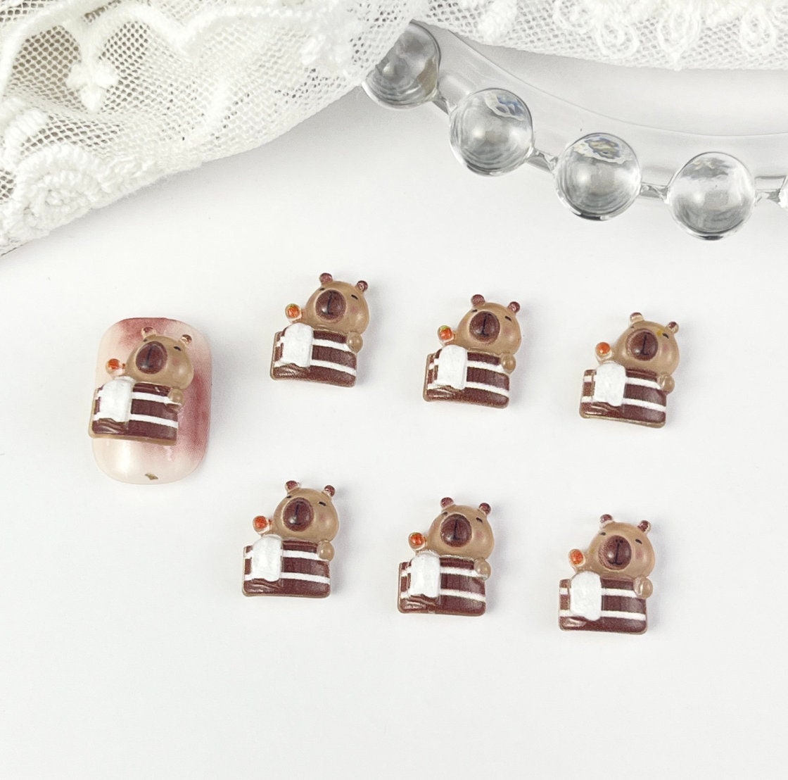 Cute Capybara, Animal Themed 3D Nail Art Charms, Decoden, DIY Supplies, Mini Cabochon