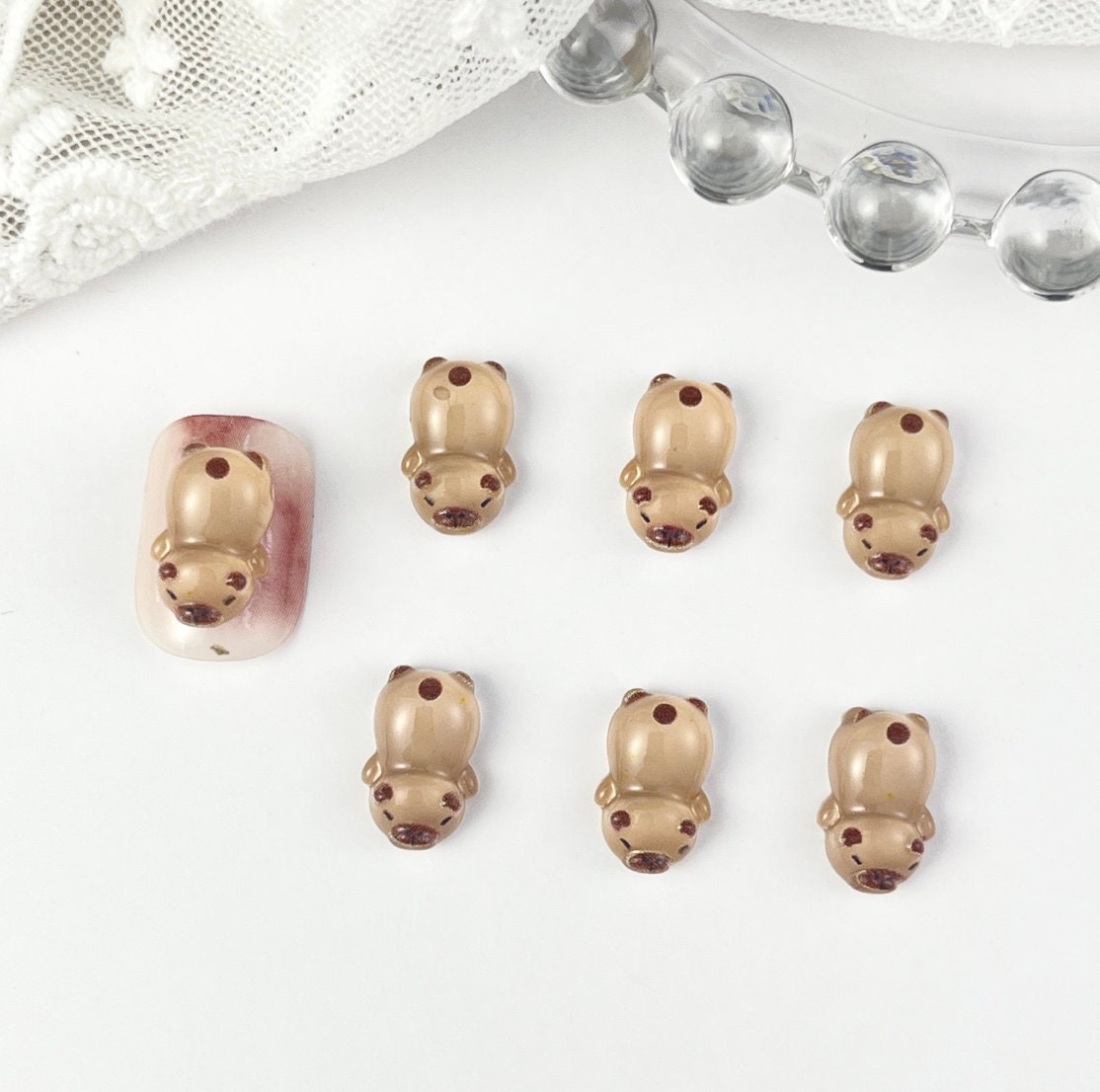 Cute Capybara, Animal Themed 3D Nail Art Charms, Decoden, DIY Supplies, Mini Cabochon