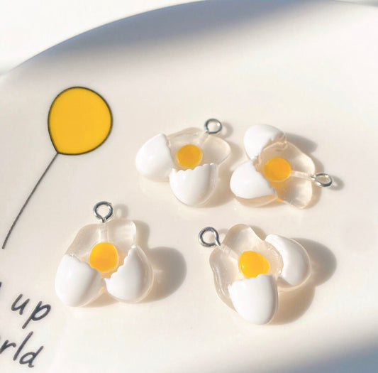 15mm x 16mm Broken Egg, Food Themed Resin Charms