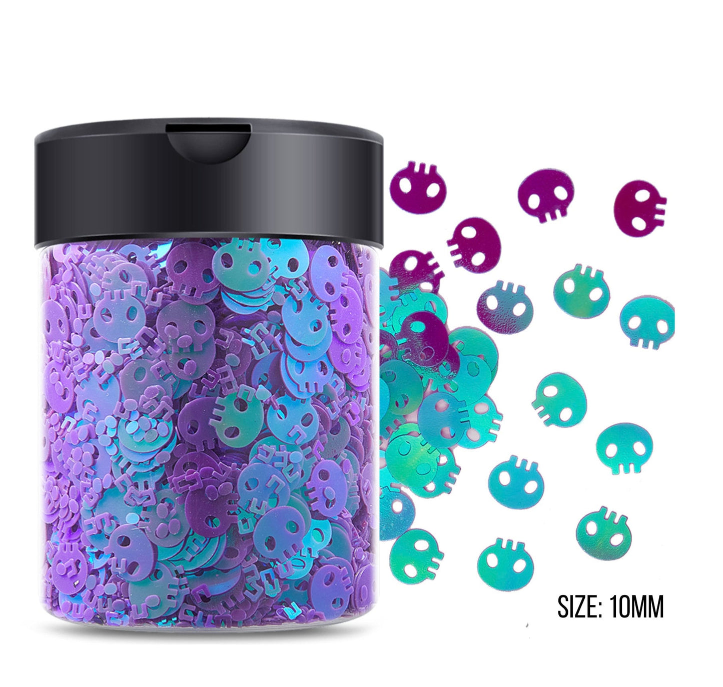 10MM AB Purple Skull, Halloween Themed Glitter Confetti Pieces (5G/10G)