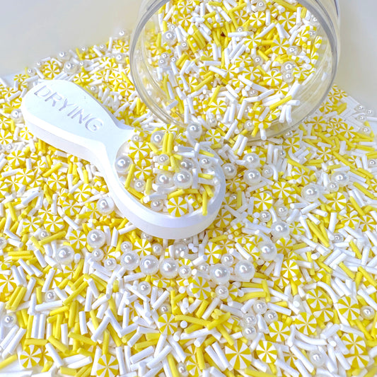 FAKE Yellow and White Peppermint Themed Polymer Clay Sprinkle (NOT EDIBLE)