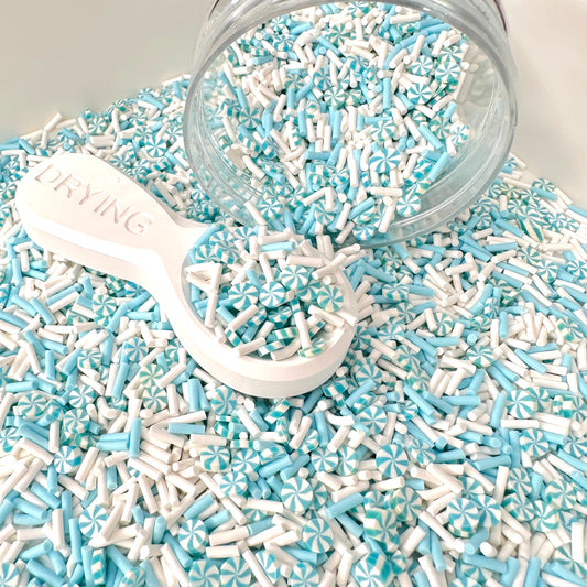 FAKE Light Blue and White Peppermint Themed Polymer Clay Sprinkle (NOT EDIBLE)