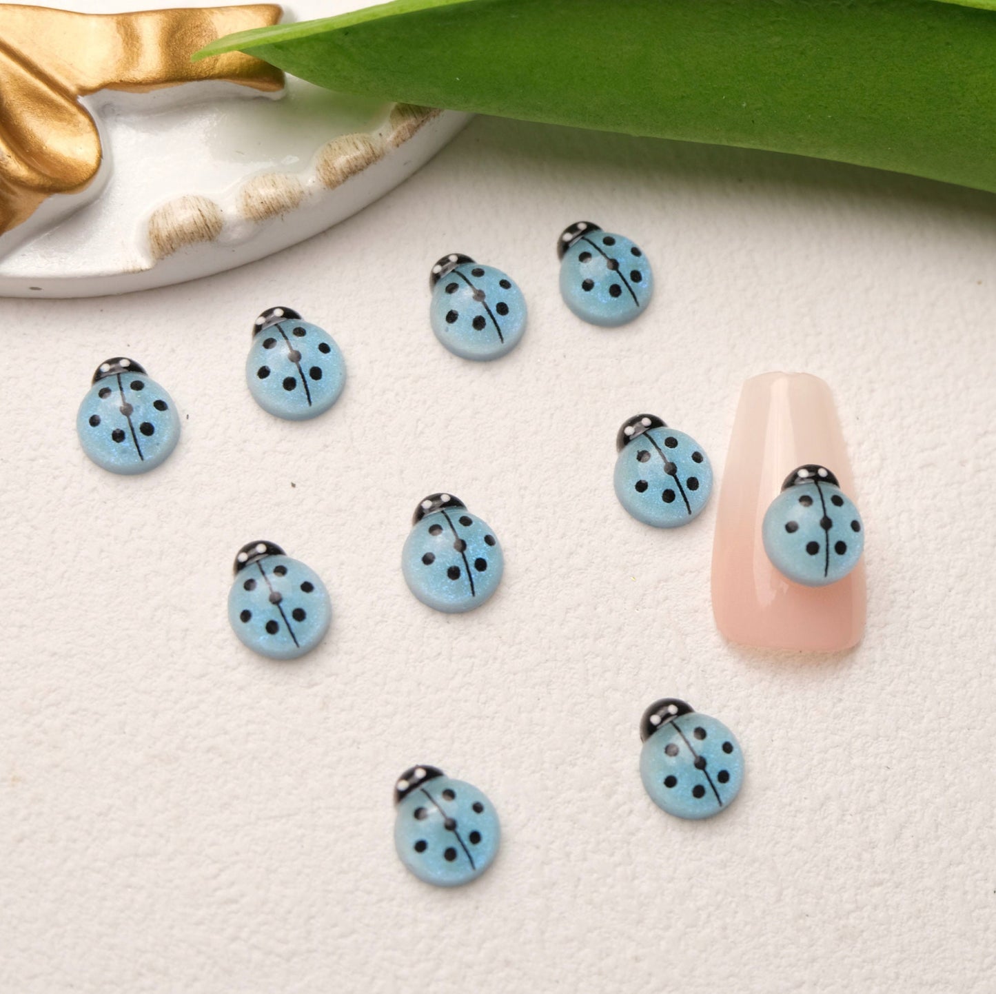 10MM x 8MM Multi-Colored Ladybug Themed 3D Nail Art Charms, Decoden, DIY Supplies, Mini Cabochon