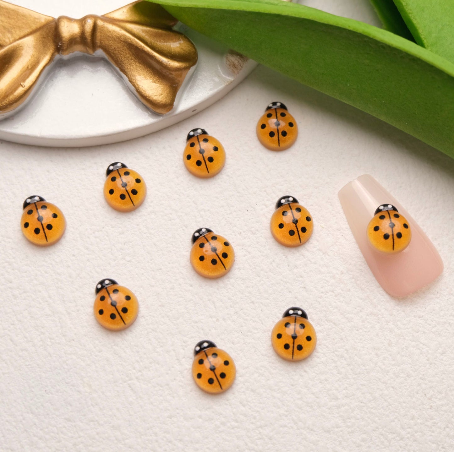 10MM x 8MM Multi-Colored Ladybug Themed 3D Nail Art Charms, Decoden, DIY Supplies, Mini Cabochon