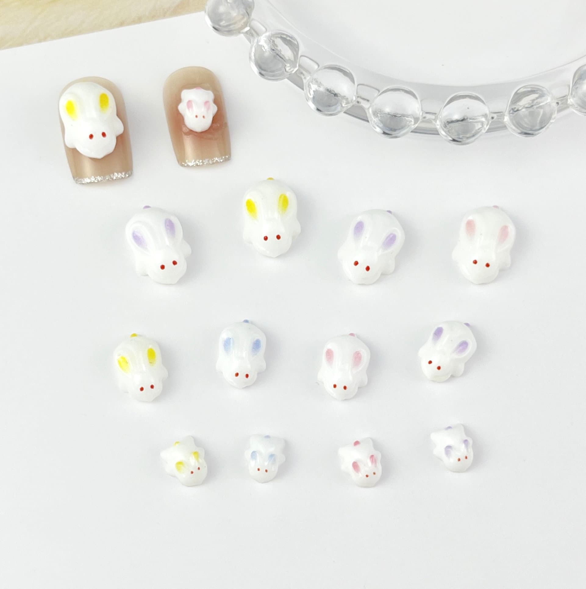 Lazy Bunny, Animal Themed 3D Nail Art Charms, Decoden, DIY Supplies, Mini Cabochon