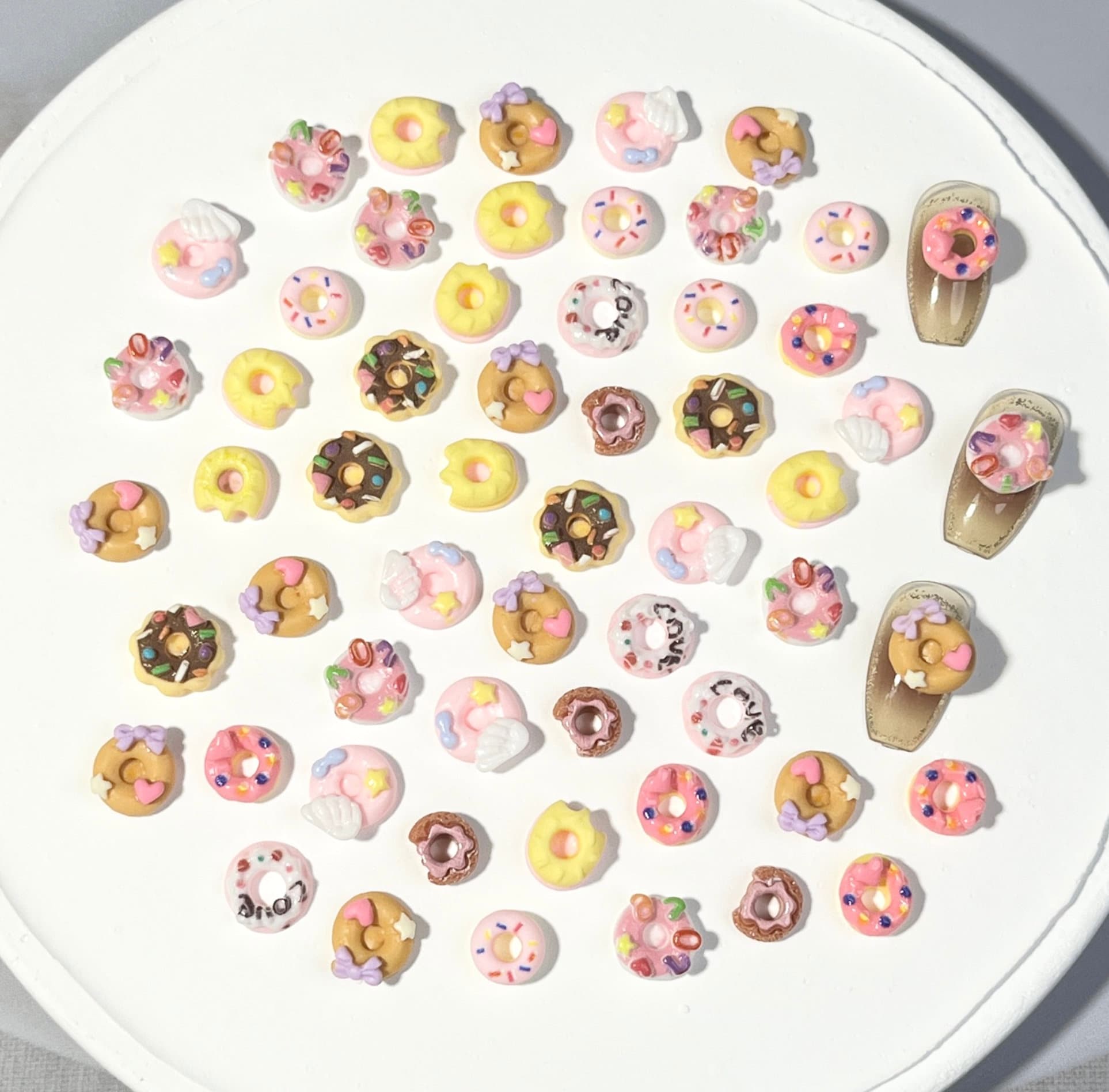 Donut Mix, Dessert Themed 3D Nail Art Charms, Decoden, Mini Cabochon