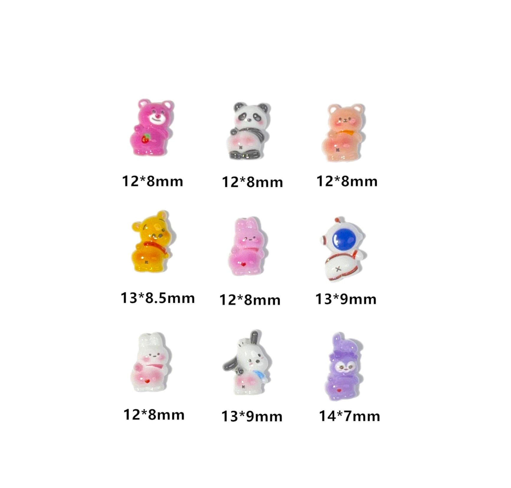 Cute Cartoon Animals with Shaking Bottom, Animal Themed 3D Nail Art Charms, Decoden, Mini Cabochon