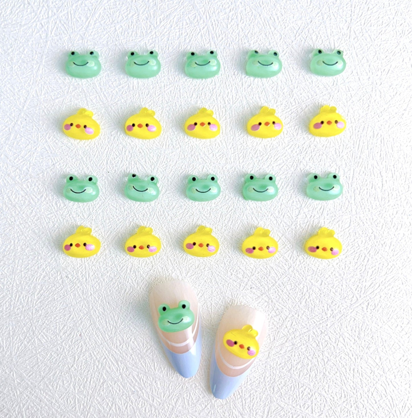 Goofy Frog and Duck, Animal Themed 3D Nail Art Charms, Decoden, DIY Supplies, Mini Cabochon