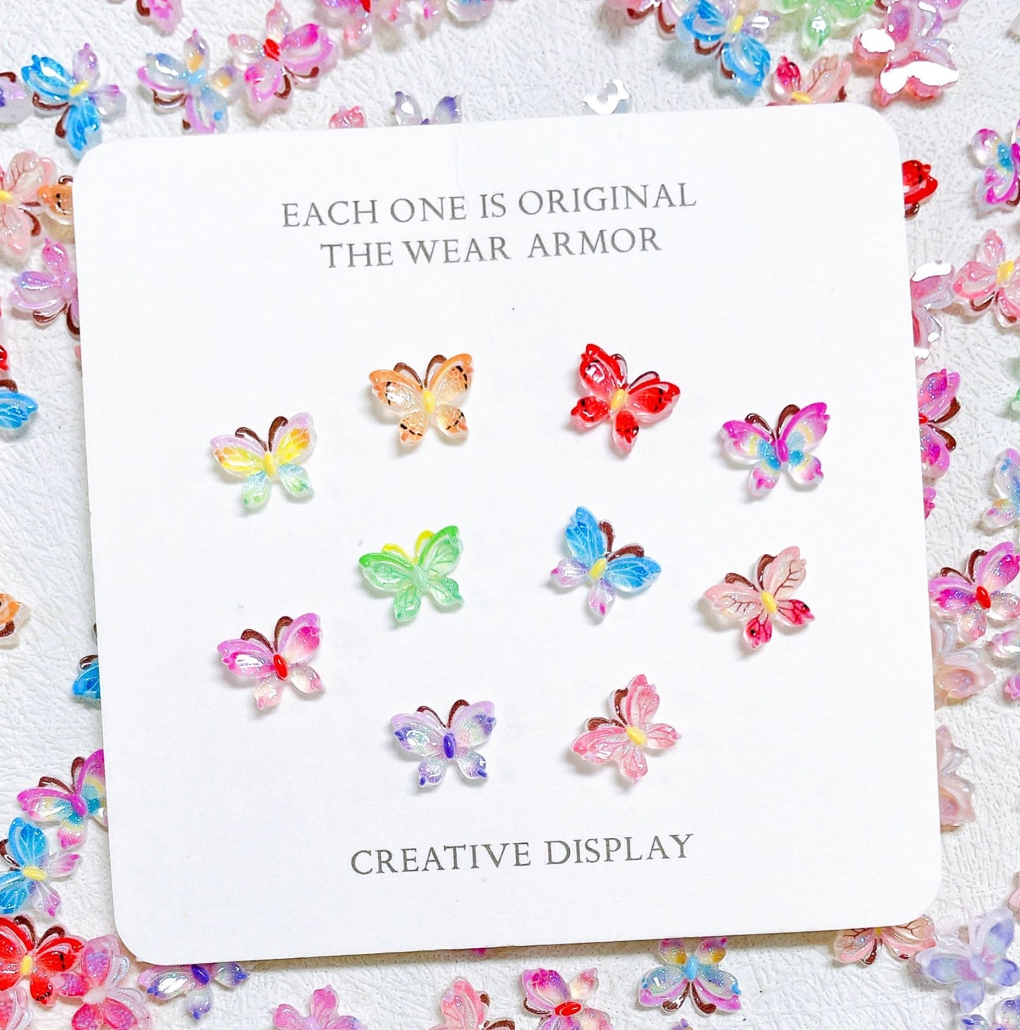 11MM x 8MM Mix Color Gradient Butterflies, Insect Themed 3D Nail Art Charms, Decoden, DIY Supplies, Mini Cabochon