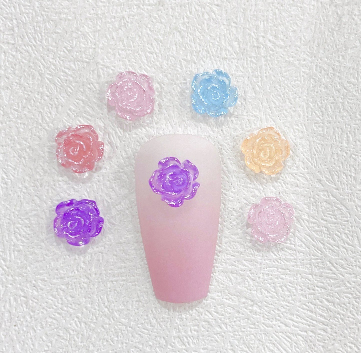 8MM Mixed Glow-in-the-Dark Glitter Roses, Floral Themed 3D Nail Art Charms, Decoden, DIY Supplies, Mini Cabochon