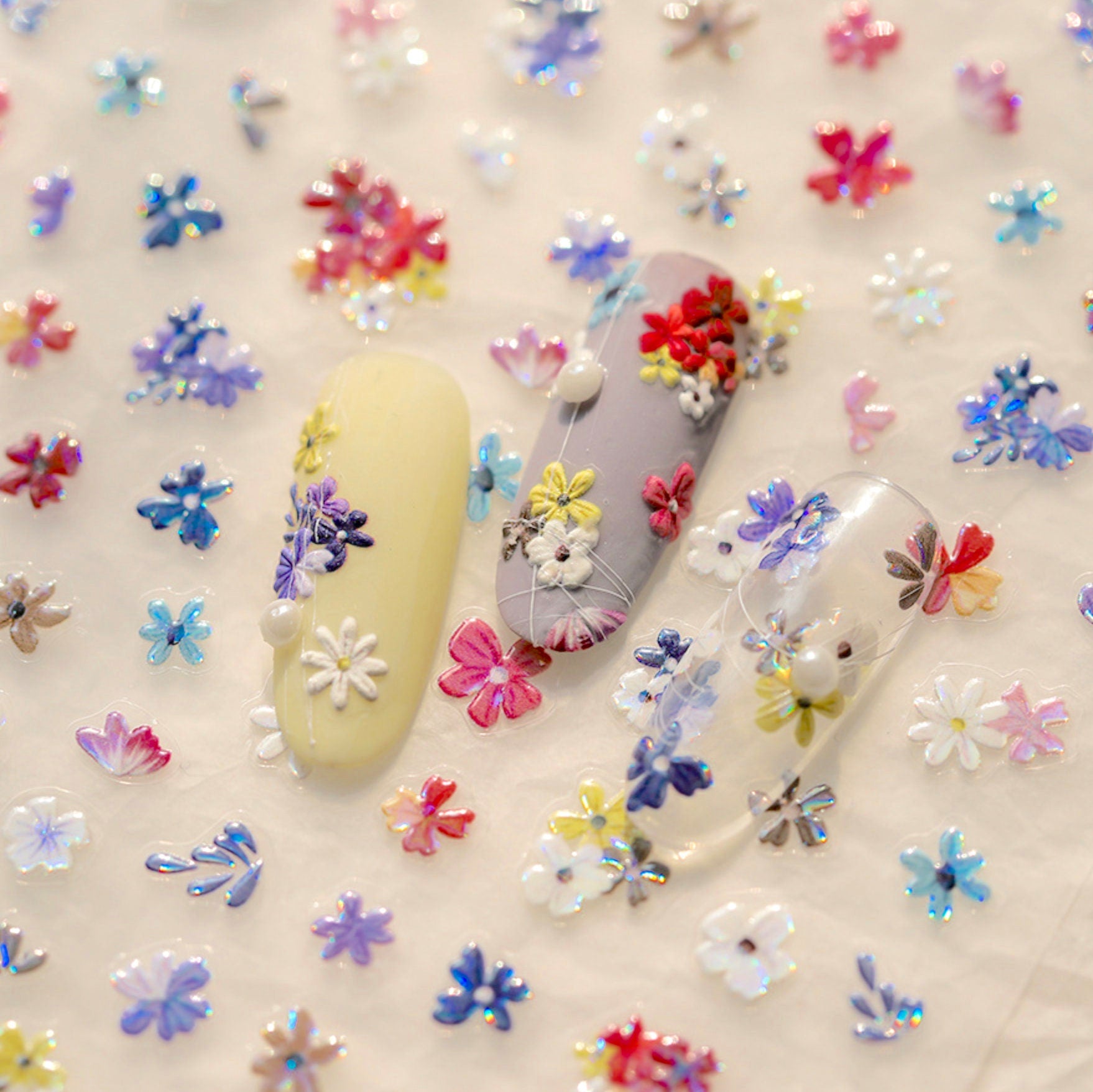 Cute Wildflower Patch, Floral Themed Nail Art Stickers (m348, m349, TS-3665, TS-3666)